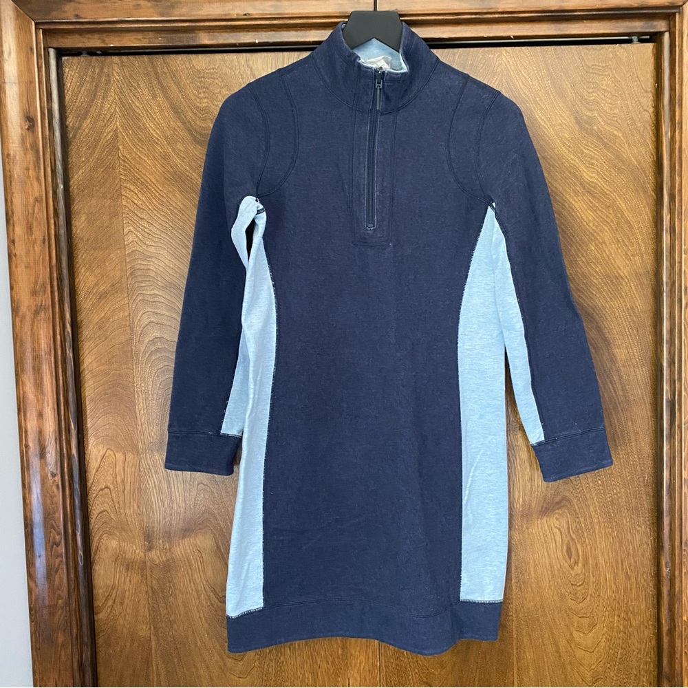 Tommy Bahama Small Blue Reversible Long Sleeve Quarter Zip Dress Knee Length Fun